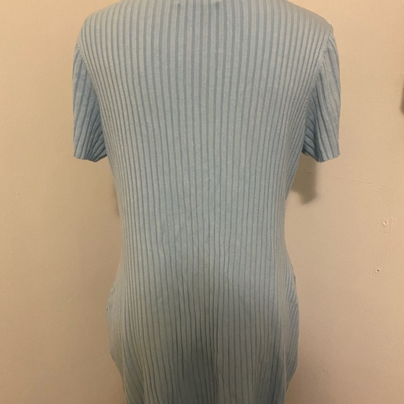 Light Blue Ribbed Button-Up Dress - Picture 3 of 4